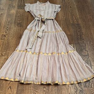 Oliphant Ruffle Collar Button Maxi Dress